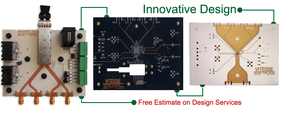 Three printed circuit boards showcase innovative electronic design