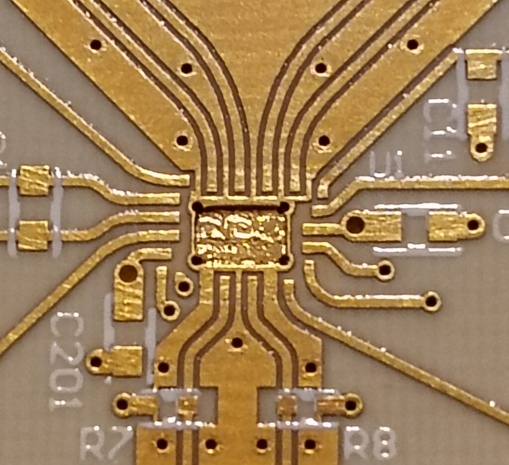 Zoom-In on Center of Vitesse Laser Diode Driver Chip on Board (COB) Design