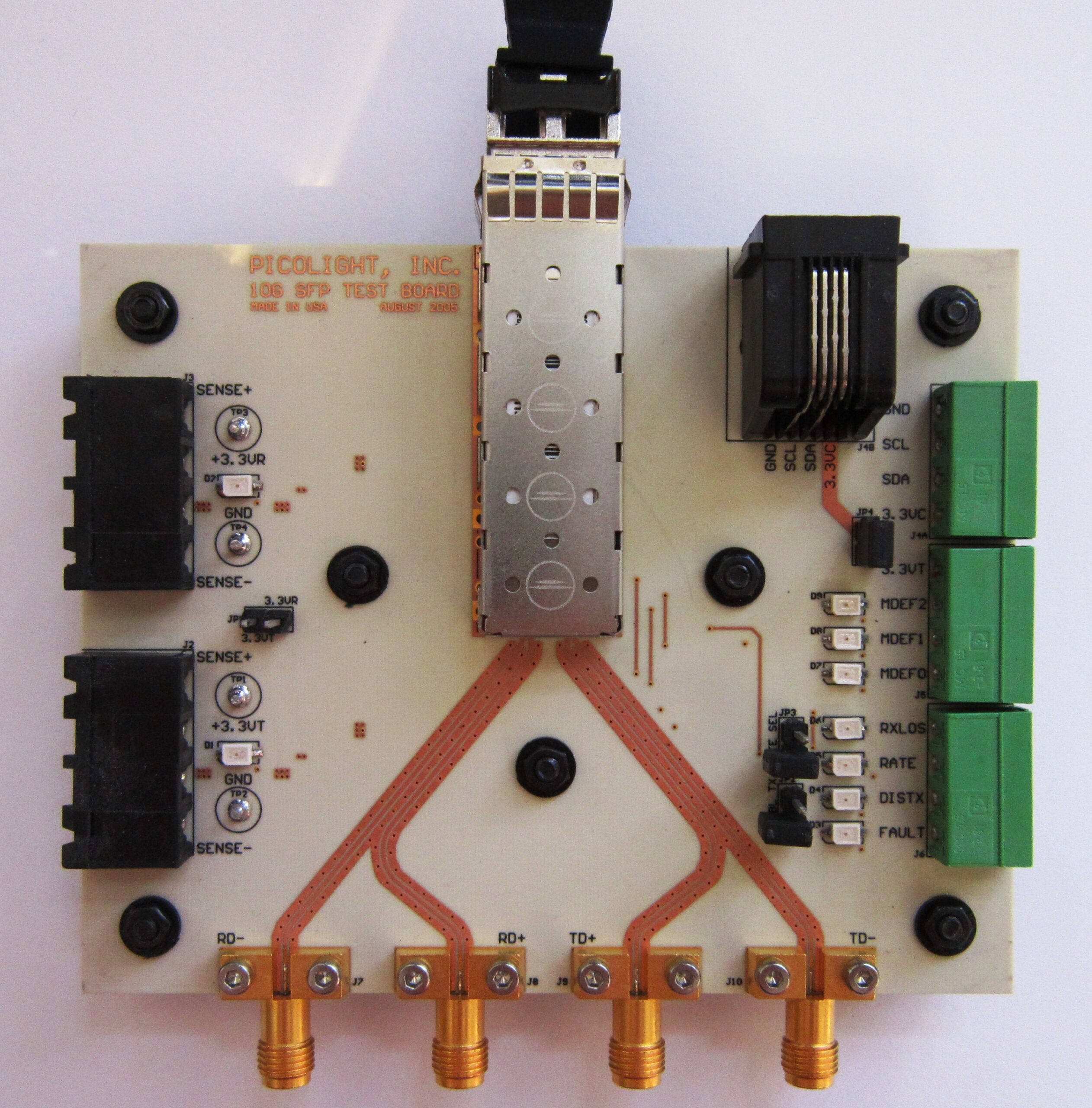 Picolight 10G SFP with Test Board – fully assembled